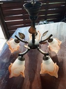 Żyrandol pięcioramienny z okresu PRL