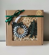 Zestaw prezentowy, ozdoby choinkowe z makramy