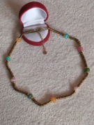 Naszyjnik ze stali nierdzewnej kolor złoty kolorowe koraliki korale