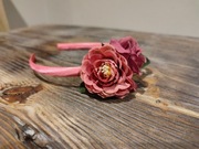 Opaska kwiatowa satynowa dla dziewczynki wiosna 