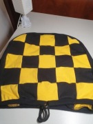 Pokrowiec worek na kask narciarski xl podwójny bawełna czarny żółty krata
