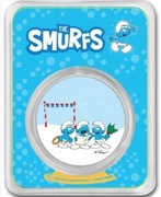 2 $ Niue: Smurfy Świąteczne Kolędy 1 uncja Srebra 2023 Slab Kolor Christmas
