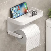 Półka do łazienki pojemnik biały uchwyt na papier toaletowy