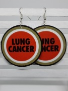 Kolczyki Lung Cancer decoupage koła 5cm grafika logo, anty rak, Handmade