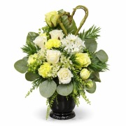 Kompozycja nagrobna do wazonu na grób cmentarz | stroik | biało-zielona