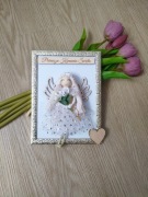 Pamiątka Komunii Świętej Anioł w ramce 