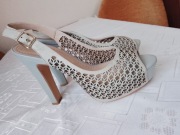 Bruno Premi skóra ażurowe szpilki na platformie r 37 dł wkładki 23 cm 