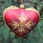 Serce królewskie z krzyżem - bombka kolekcjonerska rękodzieło