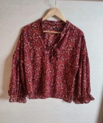 Bluzka w kwiatki bufiaste rękawy Sinsay M