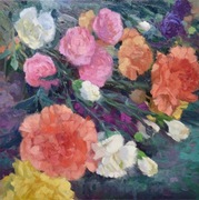 Obraz olejny, Goździki, A.Pszonka. Kwiaty 