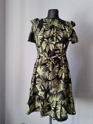 Yessica C&A Piękna letnia sukienka czarna w liście 42/XL