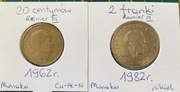 MONAKO 20 centymów 1962 2 franki 1982 Rainer III stan 3/3+
