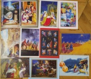 UNIKAT Kolekcja 25 kartek TRZEJ KRÓLOWIE PASTERZE oryginał ustami malowany