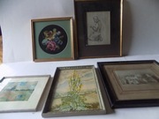 Zestaw 5  starych obrazków w ramkach