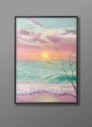 Obraz “wschód nad morzem ”sztuka  50x40 cm autorski 