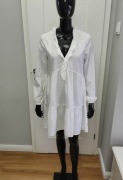 Sukienka bawełniana biała Zara S koronkowa zwiewna boho V-neck