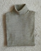 Golf H&M Premium beżowo-szary melanż, 100% wełna merino, roz. M