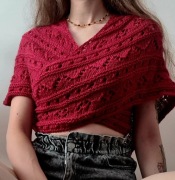 Chusta wełniana handmade czerwona