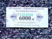 MPK Kraków bilet 6000 zł dzienny 2x3000