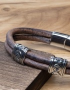 Unikatowa Bransoletka Męska ze Skóry Naturalnej Indyjskiej BONECHAID