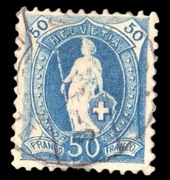 Szwajcaria Mi 62A, 50 Cent, Perf 11.3/4 1893