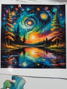 Puzzle drewniane w kształcie zwierząt krajobraz a'la van gogh L