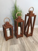 Lampiony latarnie zestaw 3 sztuki braz