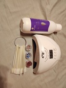 LAMPA DO PAZNOKCI 1S UV LED 48W MOCNA +25 szt. wzornik+ brokaty+aceton