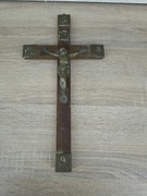 Stary krucyfiks ścienny – drewno i metal – pasyjka – klasyczny