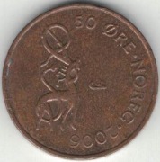 Norwegia 50 ore 2006 brąz - 18,5 mm