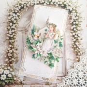 Kartka, ręcznie robiona, Komunia, dziewczynka 