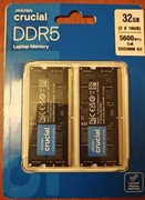 Pamięć RAM DDR5 Crucial 32 GB 2 x 16 GB 5600 Mhz Laptop SODIMM
