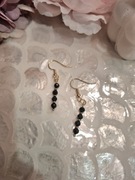 Kolczyki handmade srebro pozłacane z naturalnych kamieni hematyt noc kairu 