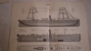 Stara Grafika Okręt Frisia  Meyers 1890 r 