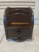 Przybornik wizytownik organizer na biurko drewniany obrotowy