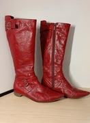 Kozaki Lasocki Sofia-05, skóra naturalna, czerwień /wiosna-jesień/, r.38.