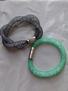 W3-  2  BRANSOLETKI z KRYSZTAŁKAMI - ZIELONA i CZARNA