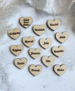 Serduszka z imionami sklejka makrama pamiątka ramk