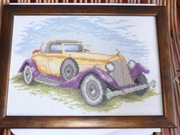 Obraz w ramie Samochód wyszywany na płótnie