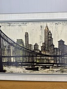 Duży obraz – panorama miasta z mostem, styl industrialny