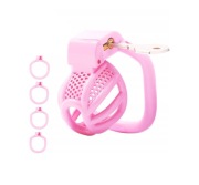 Mały lekki rózowy pas cnoty chastity cage 4 oringi 