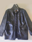 Kurtka skórzana męska długa z odpinanym kołnierzem i odpinaną podszewką