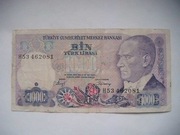 BANKNOT TURCJA 1000 Lirasi 1970 rok seria H 53