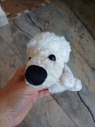 Maskotka Maltańczyk z różową obróżką z serduszkiem