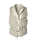 KAMIZELKA damska bezrękawnik z futerkiem beżowy S 36