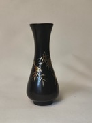 Mały wazon z czarnej Laki PRL motyw ptaki