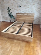 Łóżko Lewitujące, stelaż na siłownikach, pojemnik,  drewno debowe 140x200