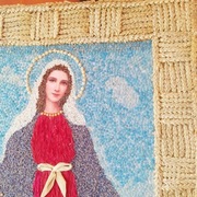 Wieniec dożynkowy w formie obrazu maryjnego handmade