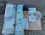 Zestaw do łazienki kubek mydelniczka wieszak półka stal szkło