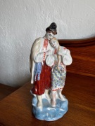 Figurki porcelanowe / ludowe małżeństwo + owczarek vintage antyki 